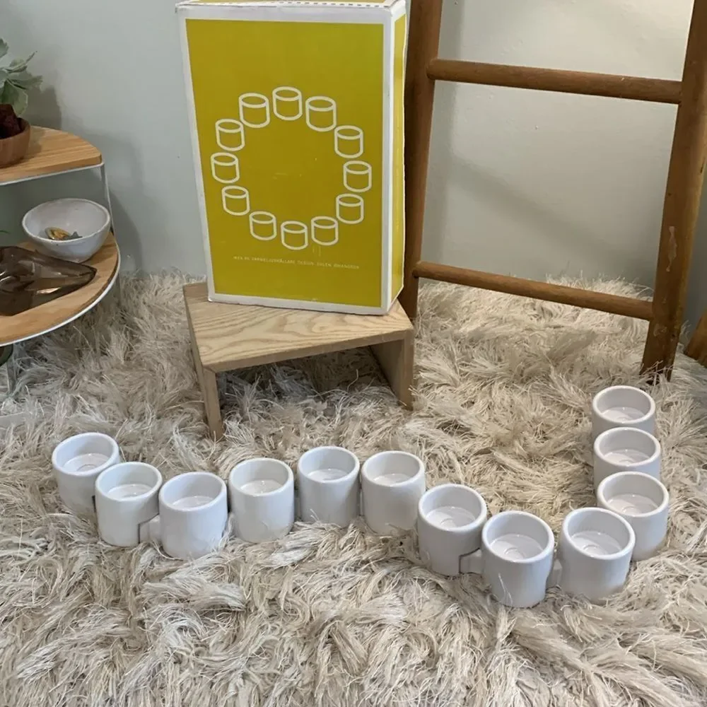Scandinavian Ikea Varmeljushallare Interlocking Ceramic Tea Light Candle Holders